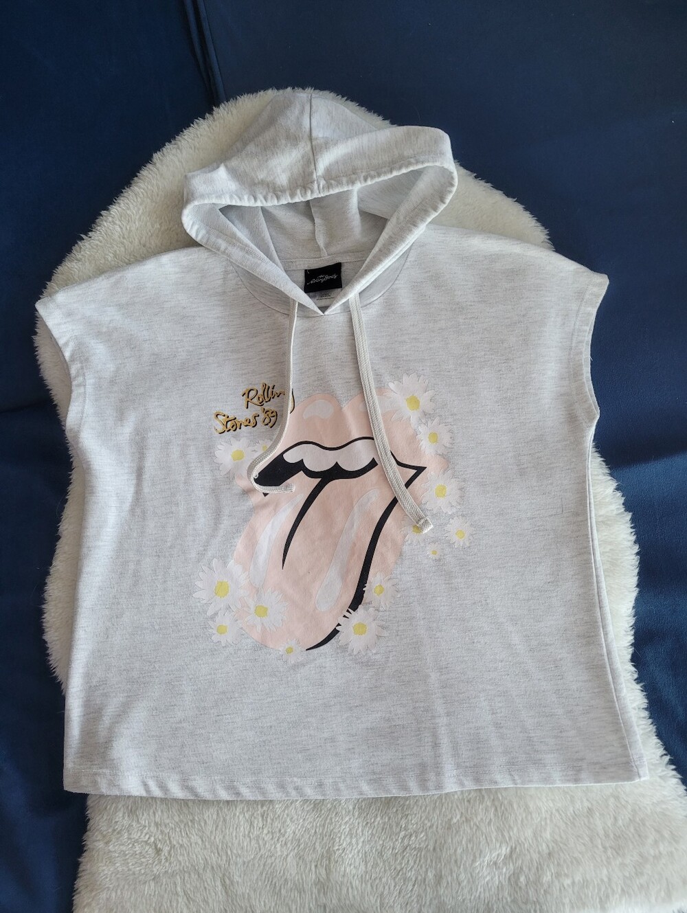 Rolling Stone's Hoodie Tee in Light Grey Sz S - Picture 2 of 7